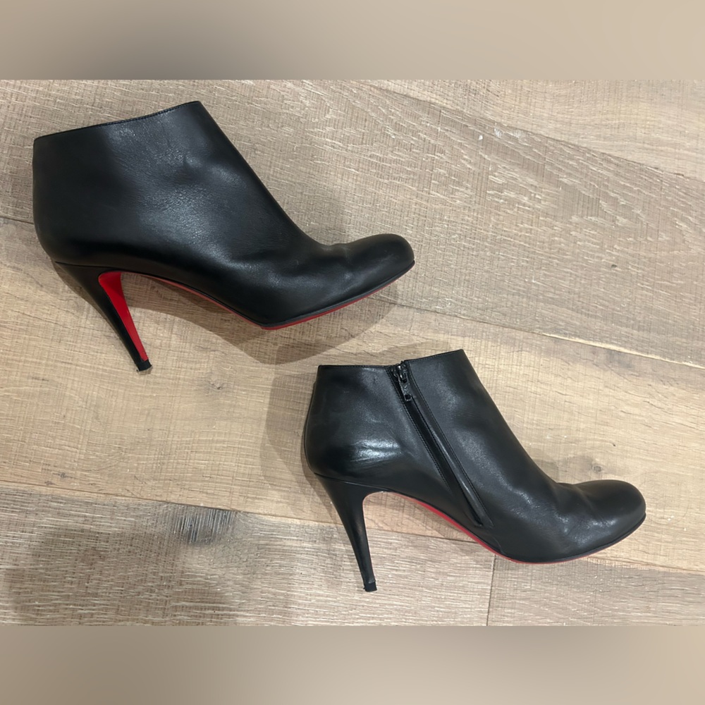 Louboutin Black Leather Ankle Boots